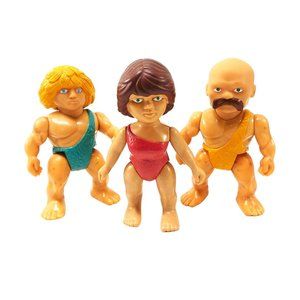 3 Vintage Playskool Definitely Dinosaurs Caveman Lot 1987